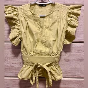 Strut & Bolt Women’s Green/Yellow Ruffled Blouse - Size S